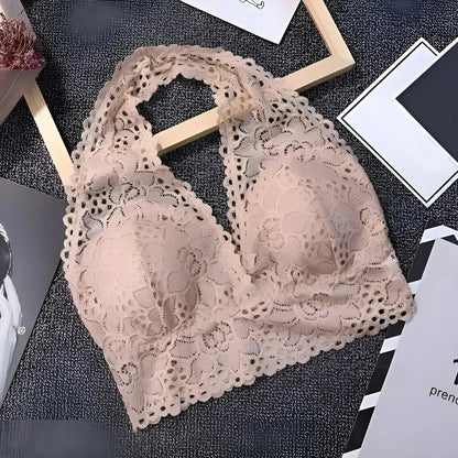  Reggiseno Halter con Collo in Pizzo