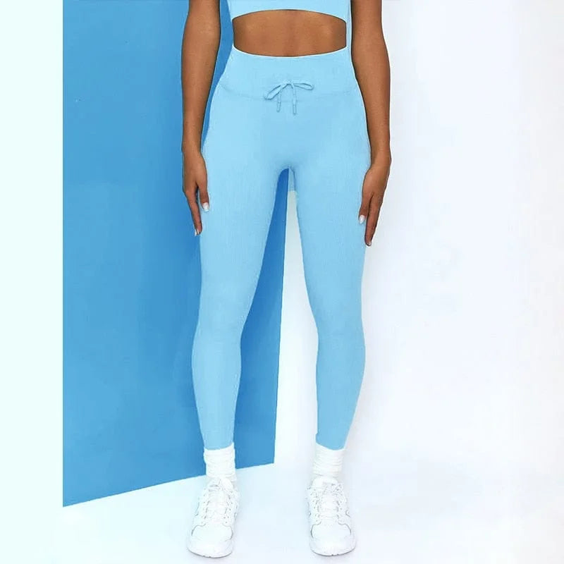 Leggings a righe da donna - blu / s