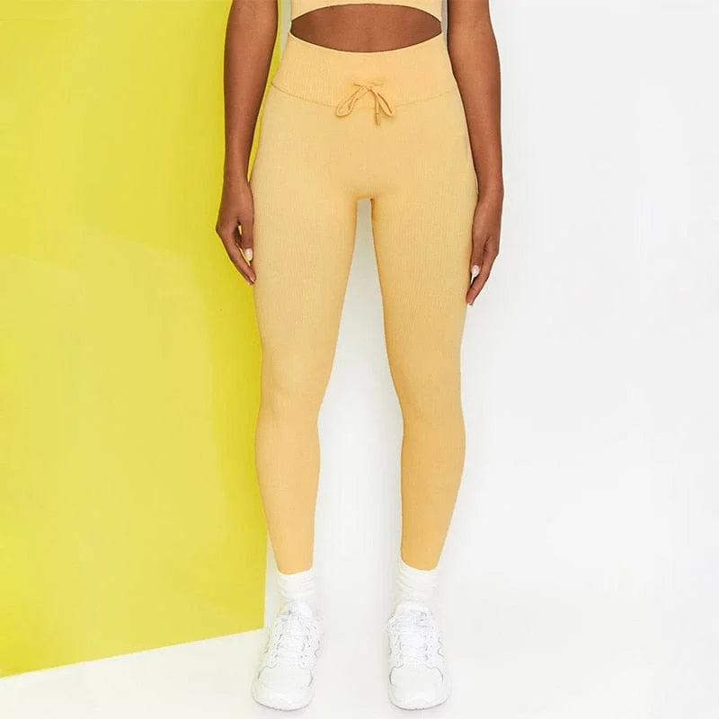 Leggings a righe da donna - giallo / s