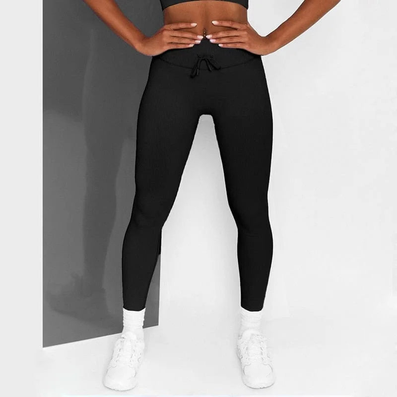 Leggings a righe da donna - nero / s