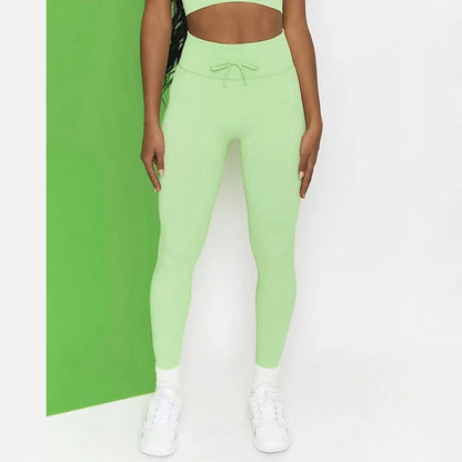 Leggings a righe da donna - verde / s