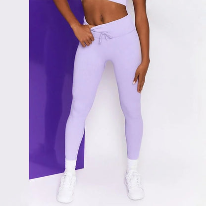 Leggings a righe da donna - viola / s