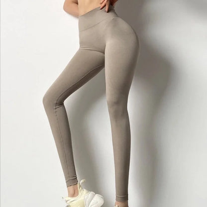 Leggings classici da donna a vita alta - beige / s