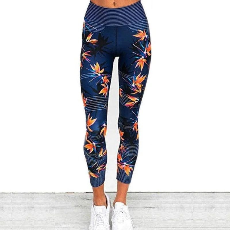 Leggings sportivi a stampa floreale - blu / s