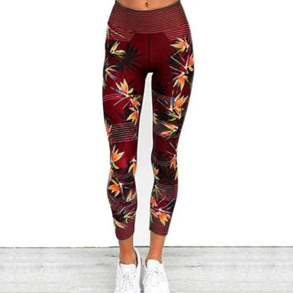 Leggings sportivi a stampa floreale - rosso / s