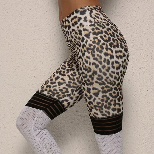 Leggings sportivi a stampa leopardata - bianco / xs