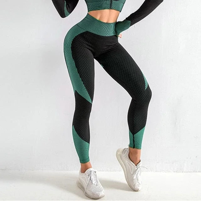 Leggings sportivi con effetto push-up - turchese / s