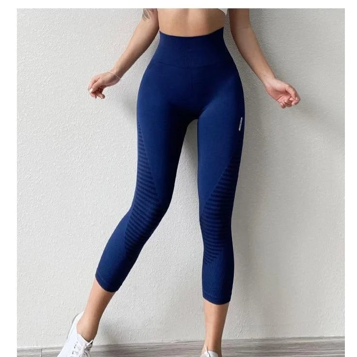 Leggings sportivi con fascia larga - blu / s/m