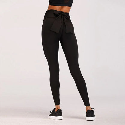 Leggings sportivi con fiocco - nero / s