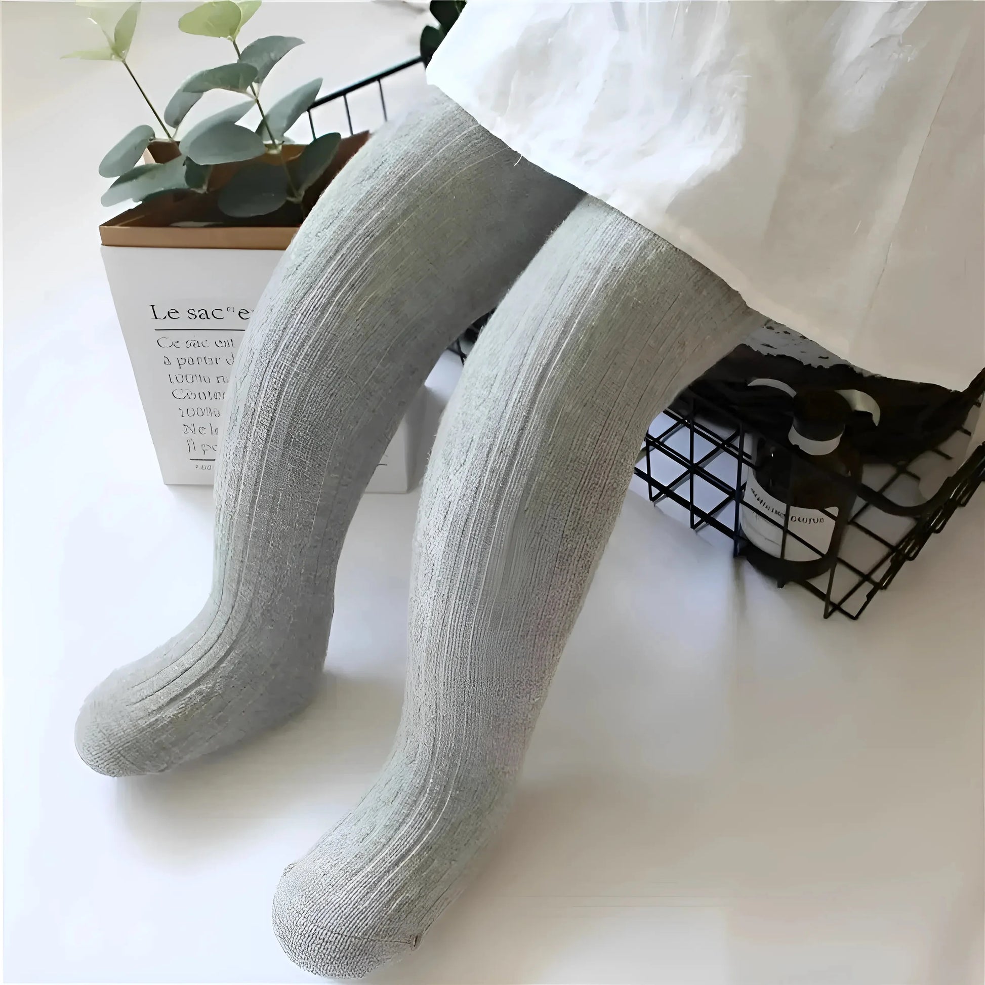 Grigio Chiaro Collant a righe per bambini