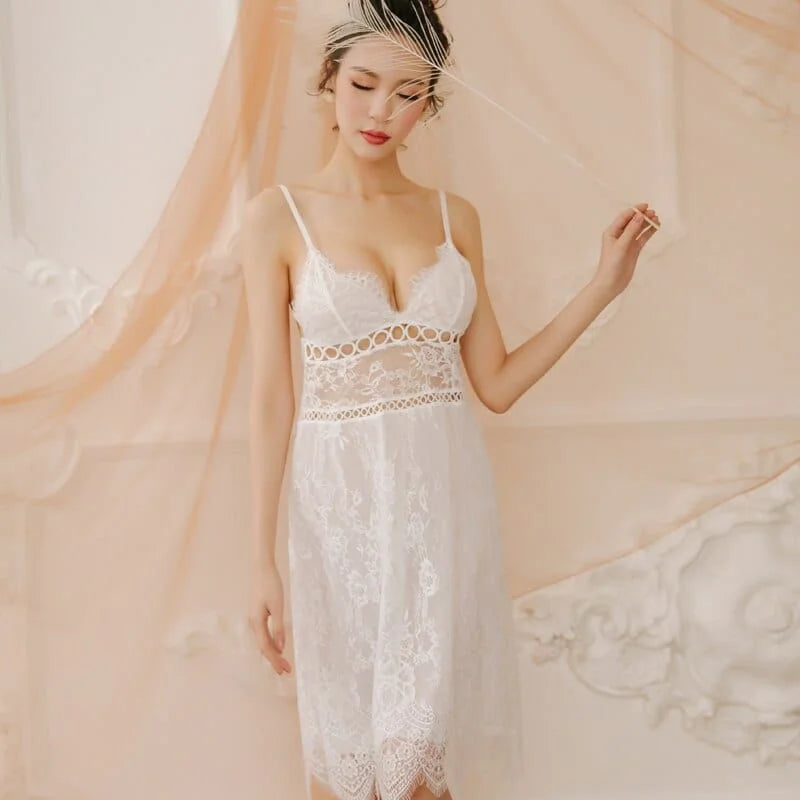 Lunga camiciola da notte da sposa - bianco / universale