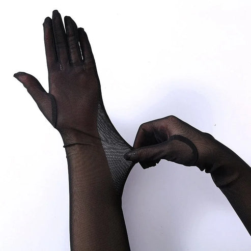 Lunghi guanti trasparenti - nero / universale