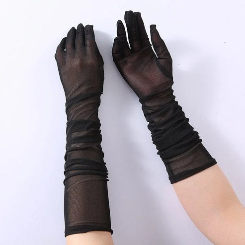 Lunghi guanti trasparenti - nero / universale
