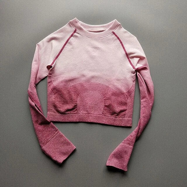 Maglia sportiva a manica lunga ombre - rosa / s