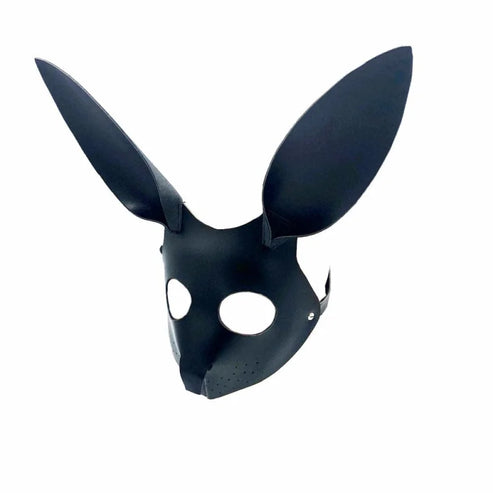 Maschera in pelle con orecchie di coniglio - nero / universale