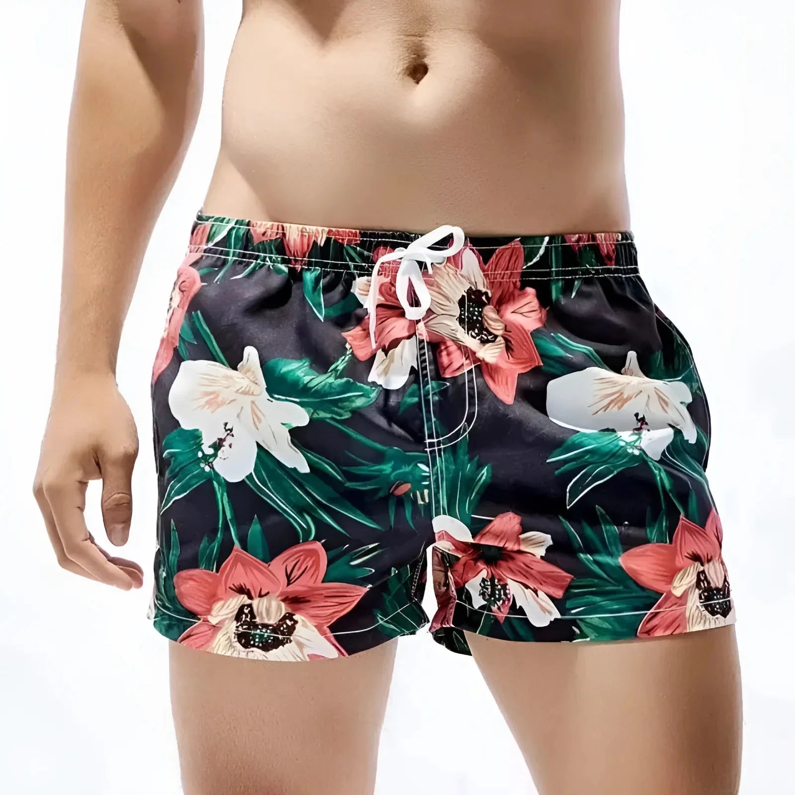 Multicolore Shorts da bagno floreali hawaiani da uomo