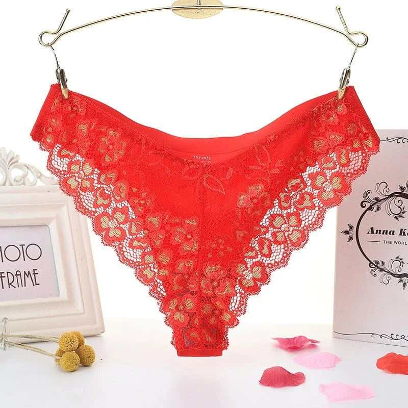 Mutandine con pizzo sul retro - rosso / universale