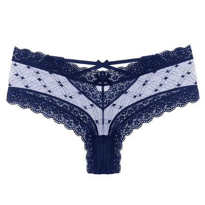 Mutandine di pizzo con reggicalze sul retro - blu navy / s