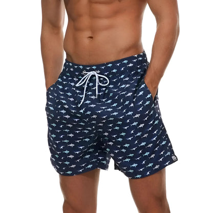 Blu Marino Shorts da bagno da uomo con stampa colorata