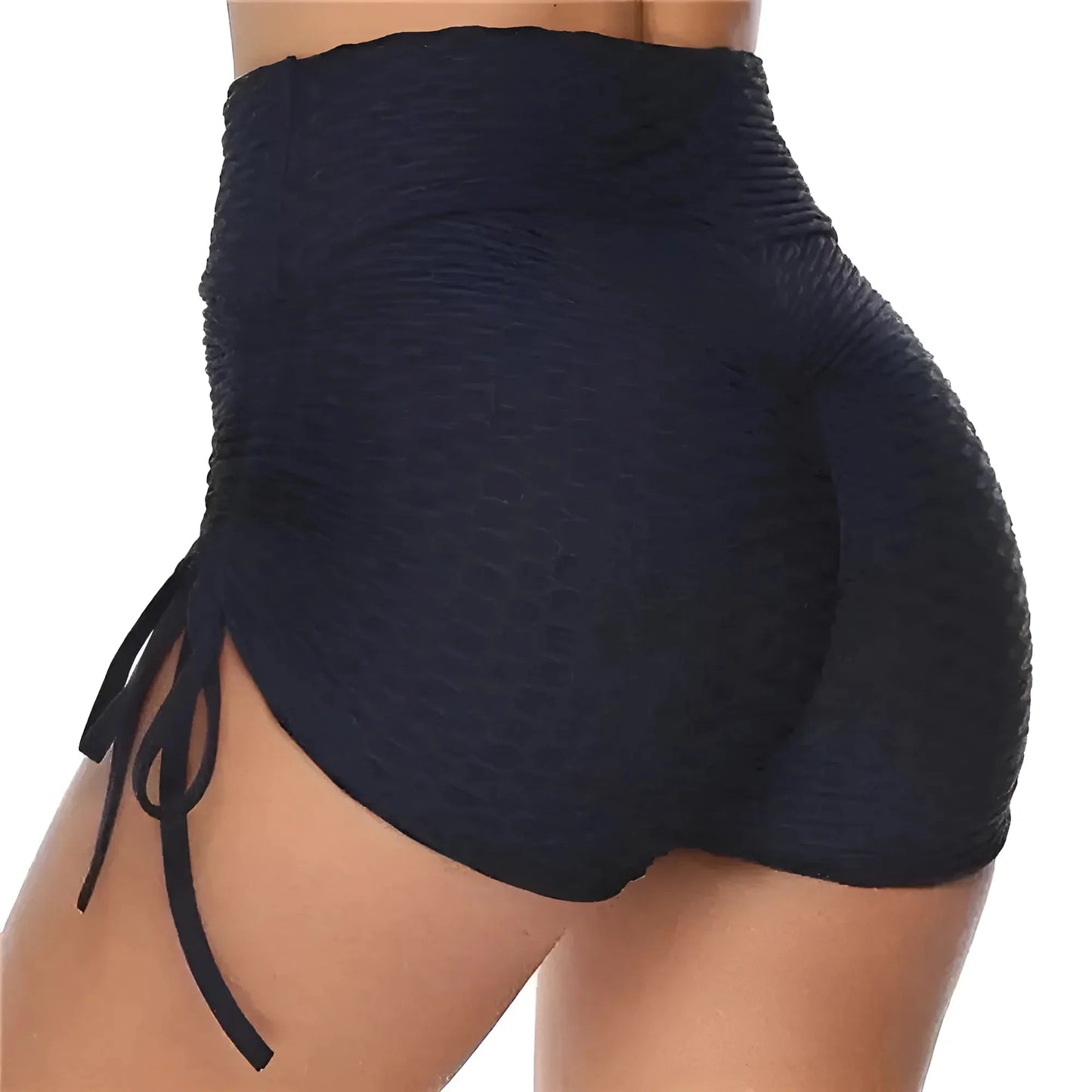 Blu Marino Shorts Sportivi con Dettaglio a Nastro