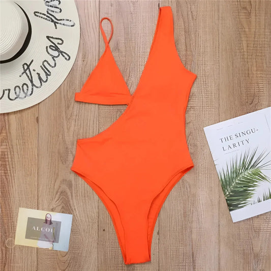 Arancione Costume da bagno intero asimmetrico