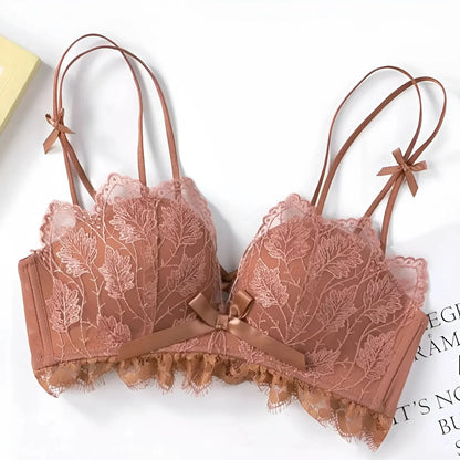 Arancione Reggiseno in pizzo con fiocchi