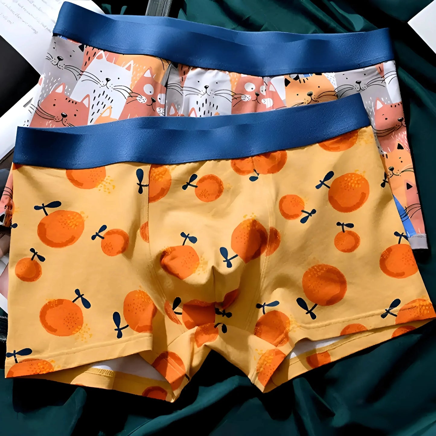 Arancione Boxer da uomo con stampa di frutta