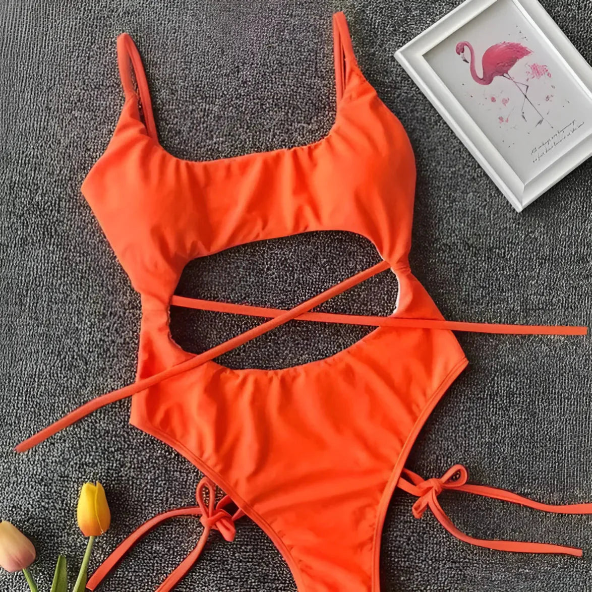 Arancione Costume intero con ritagli