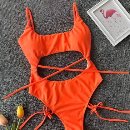 Arancione Costume intero con ritagli