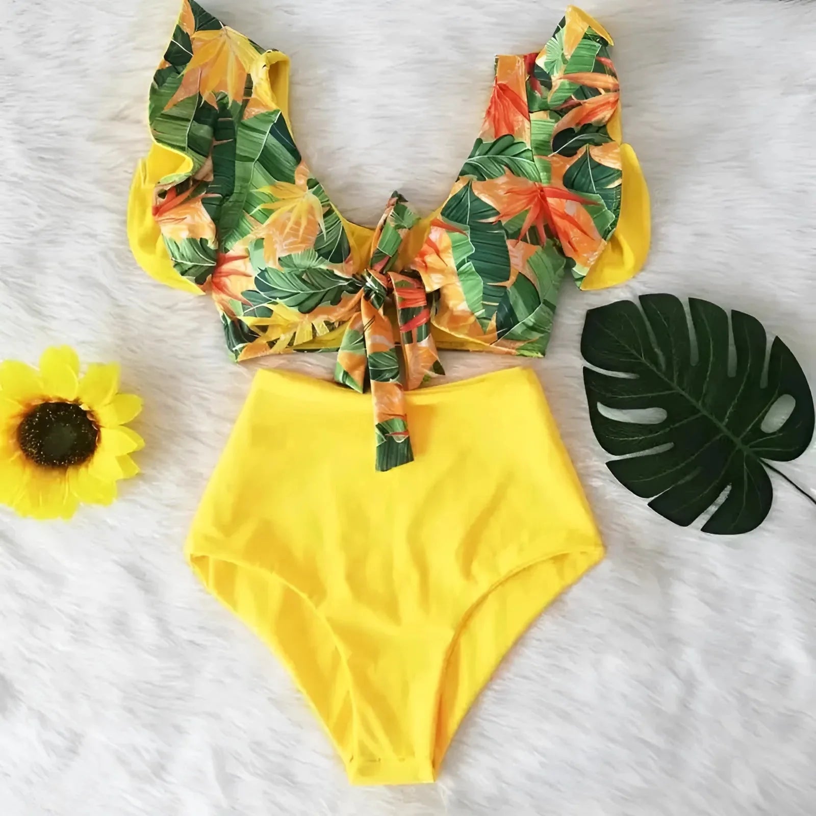 Arancione Costume da bagno a due pezzi con top decorativo