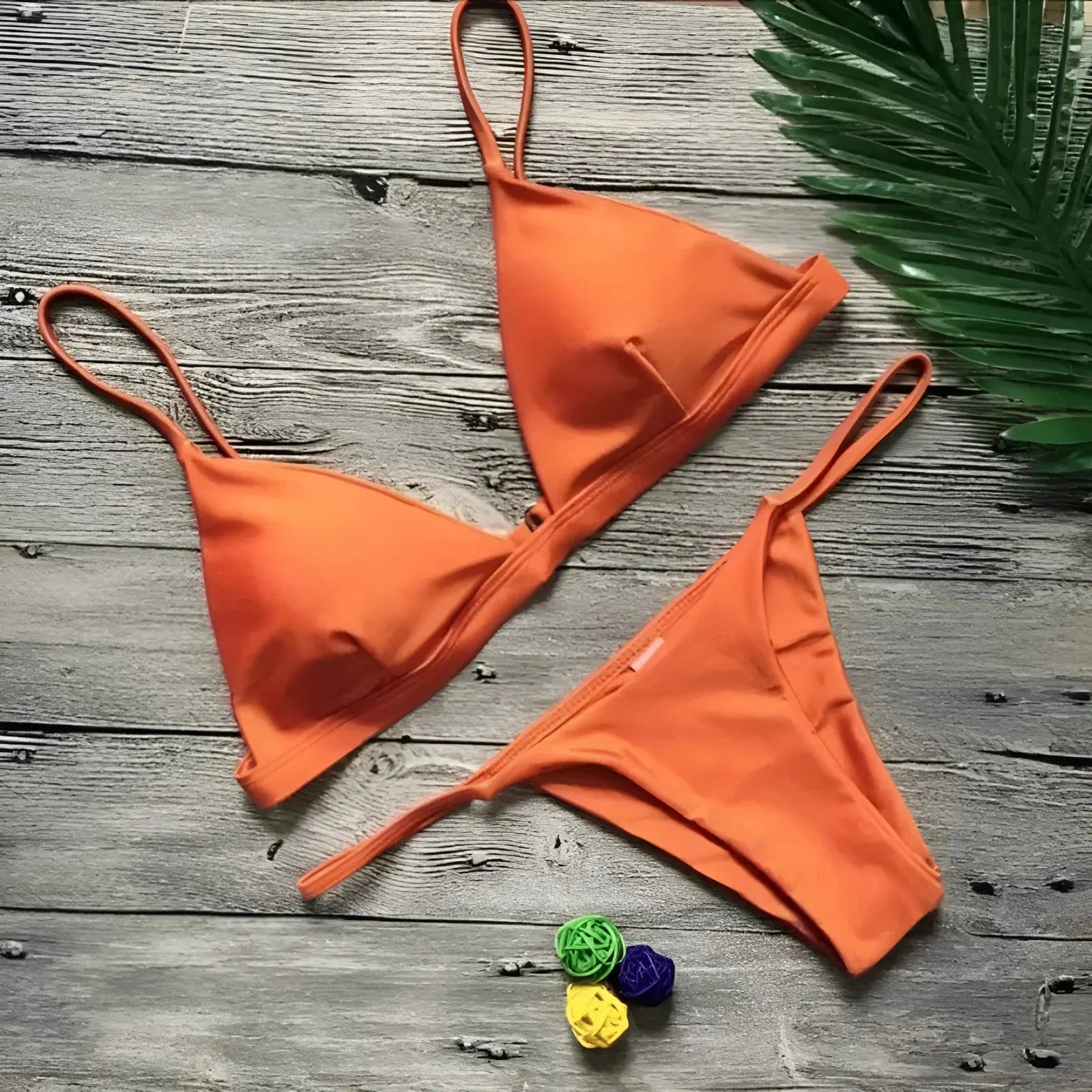 Arancione Set bikini a triangolo in due pezzi