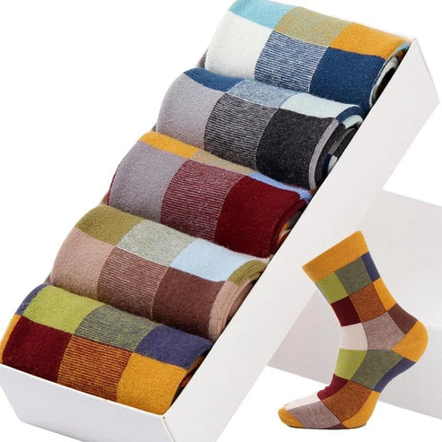 Pacco da 5 paia di calzini colorati a motivi da uomo - multicolore / 39-44