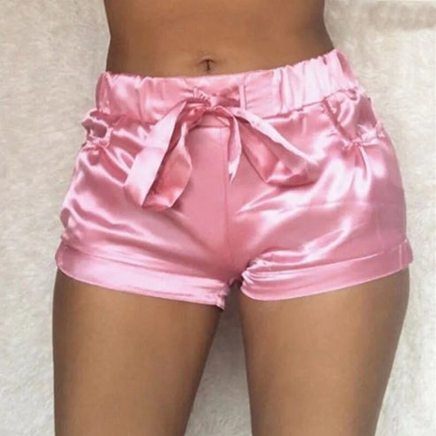 Pantaloncini da notte con elastico in vita - rosa / s