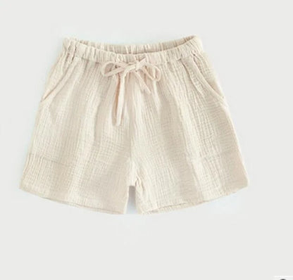 Pantaloncini da notte con lacci - beige / s