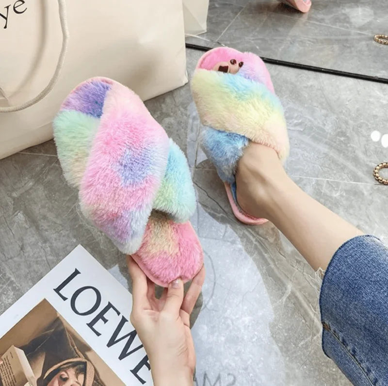 Pantofole arcobaleno da donna