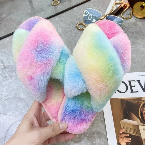 Pantofole arcobaleno da donna - rosa / 36-37