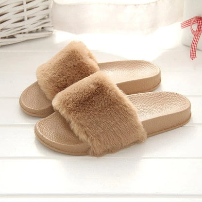 Pantofole da casa con pelliccia - beige / 36