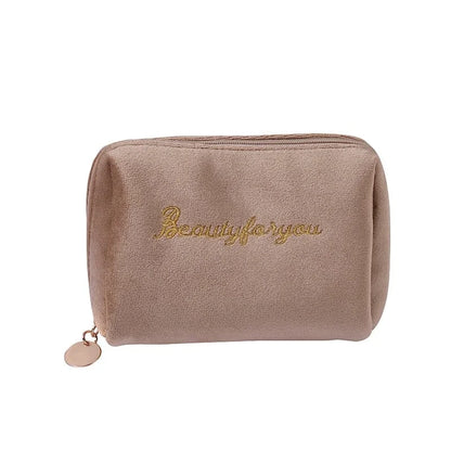 Piccola borsa cosmetica maneggevole con cerniera - beige