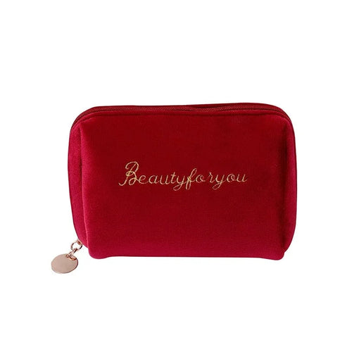 Piccola borsa cosmetica maneggevole con cerniera - rosso