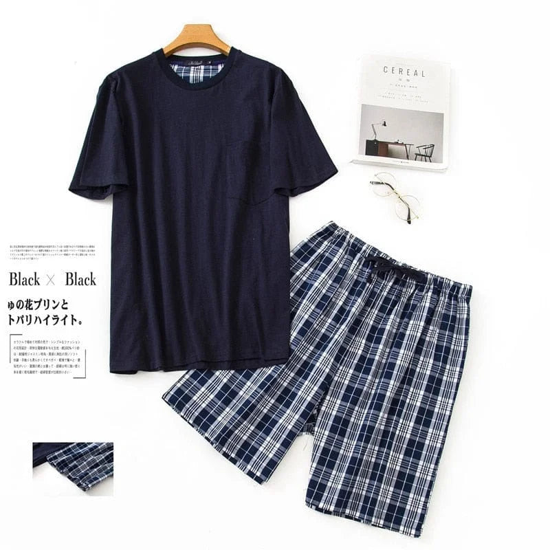 Pigiama corta uomo in set - blu navy / s