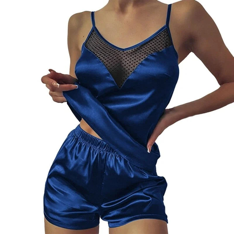 Pigiama da donna con rete sul seno - blu navy / s