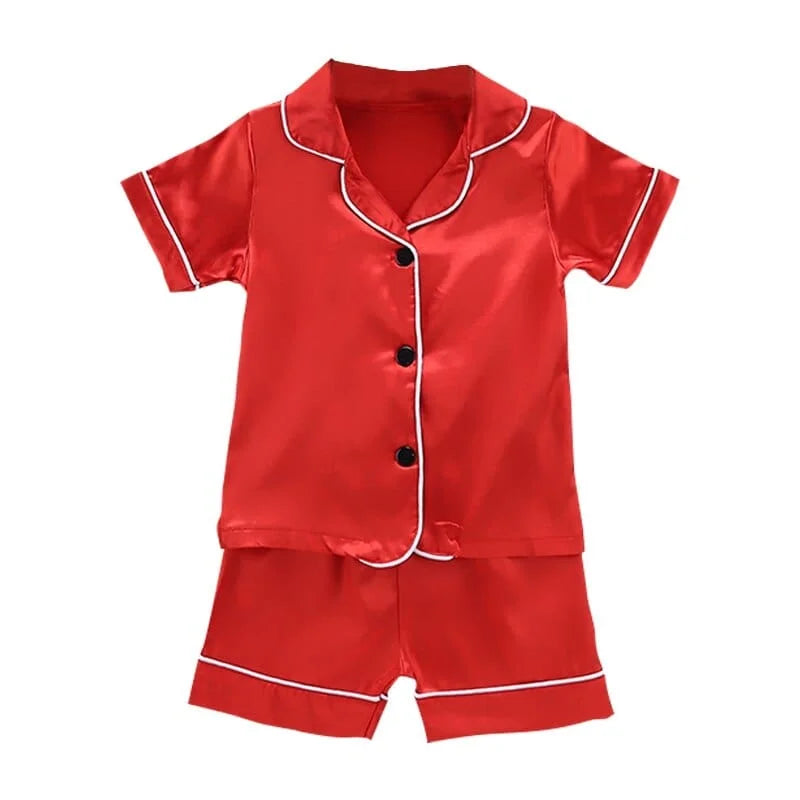 Pigiama di satin per bambini - rosso / 80 centimetri