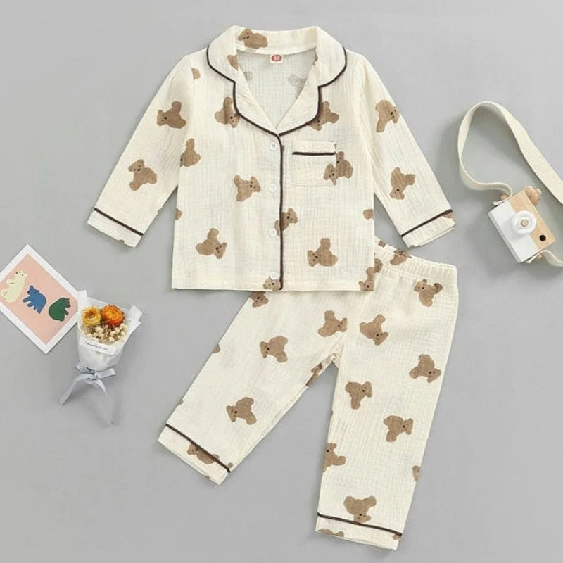 Pigiama per bambini con orsetti - beige / 2 anni