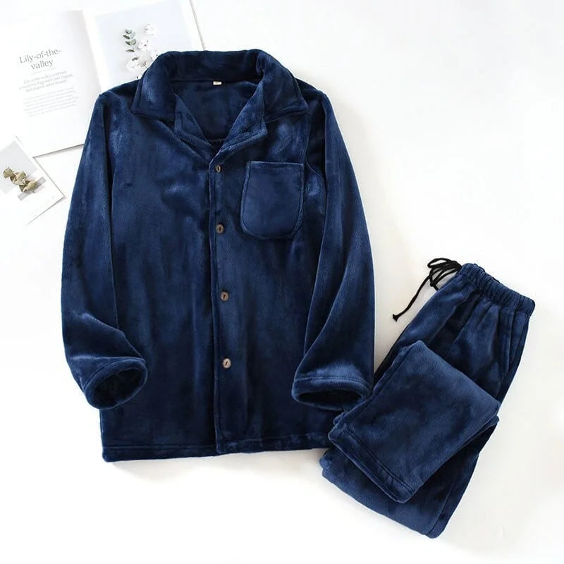 Pigiama uomo in pile - blu navy / s