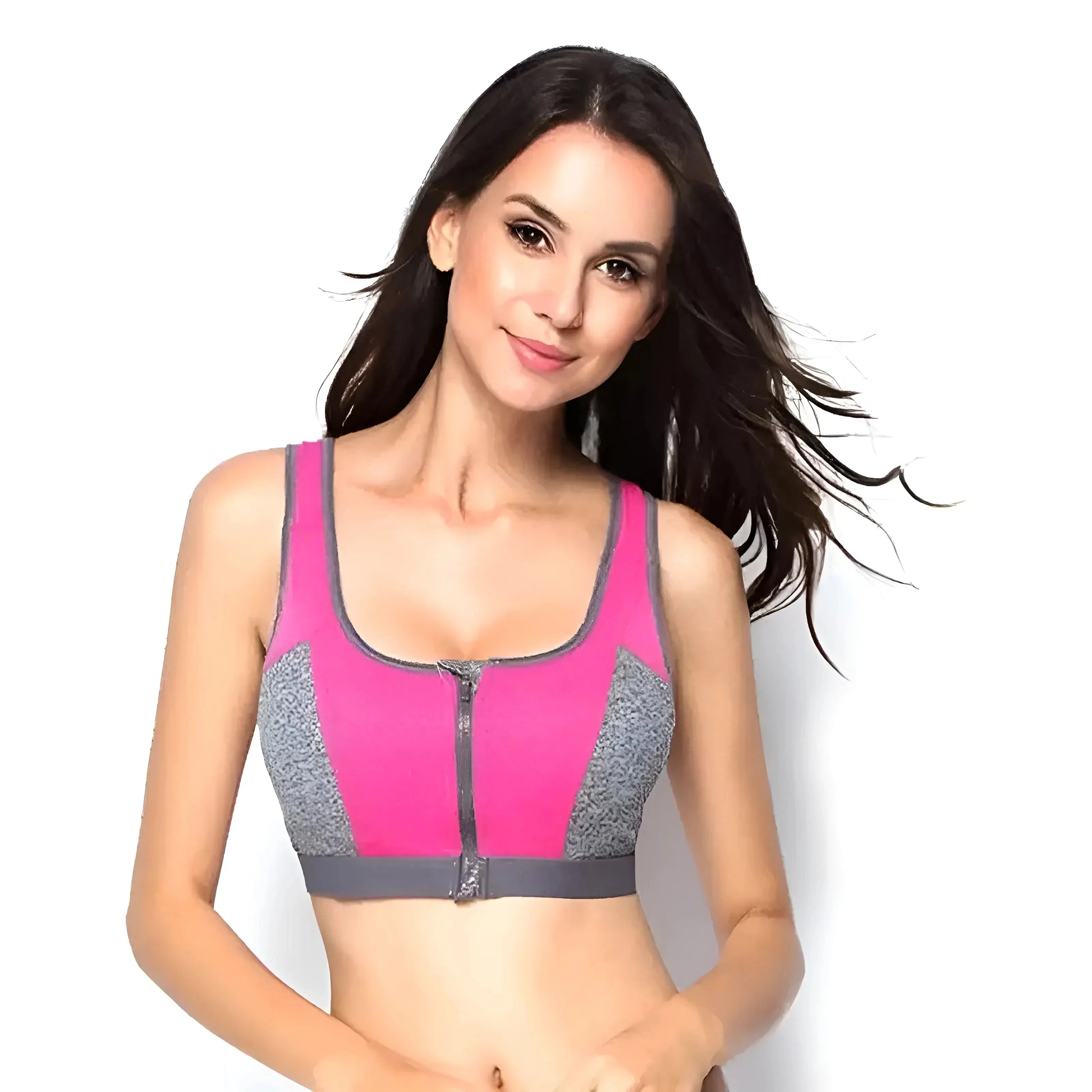 Rosa Bra Sportivo Doppio con Zip