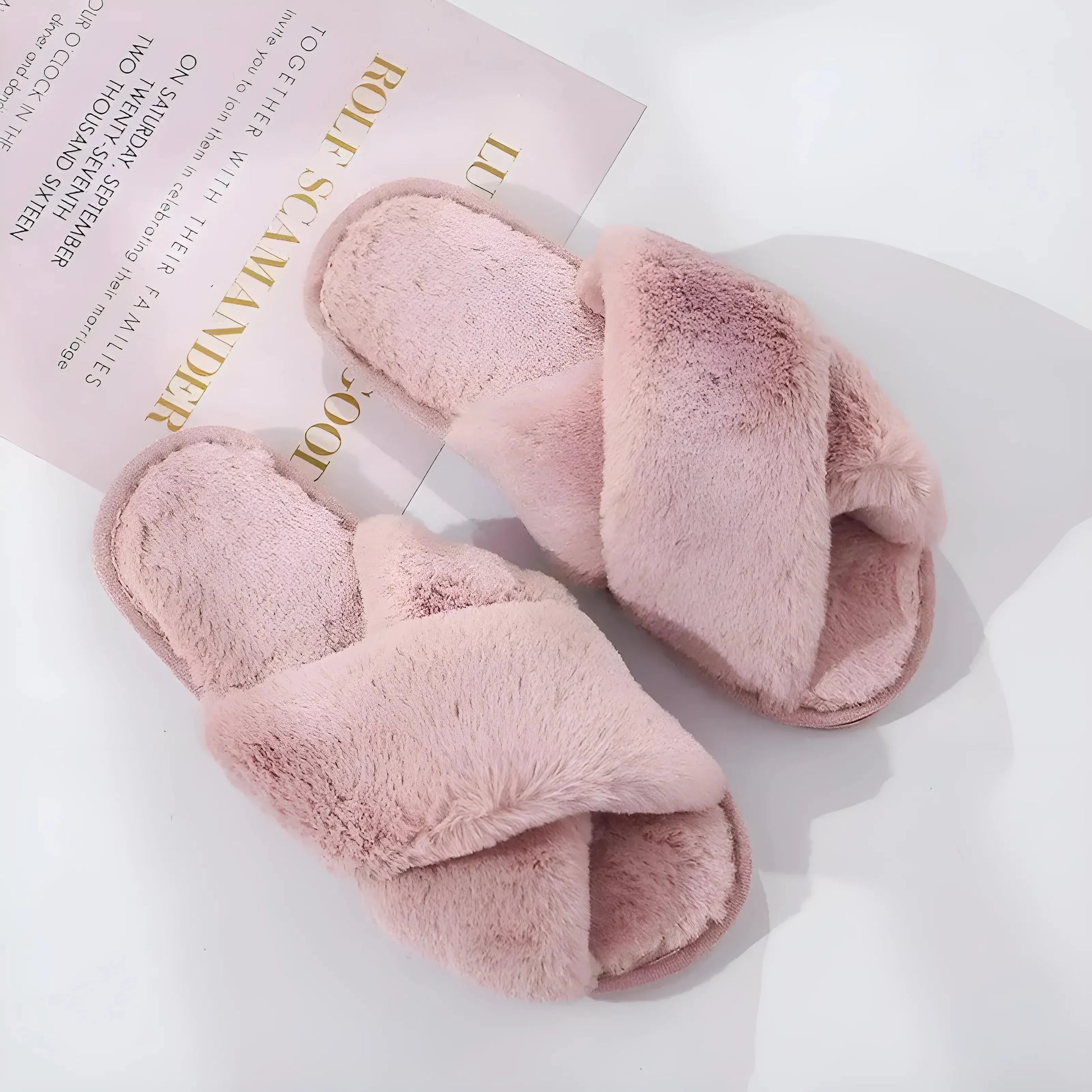 Rosa Pantofole Fluffy da Donna