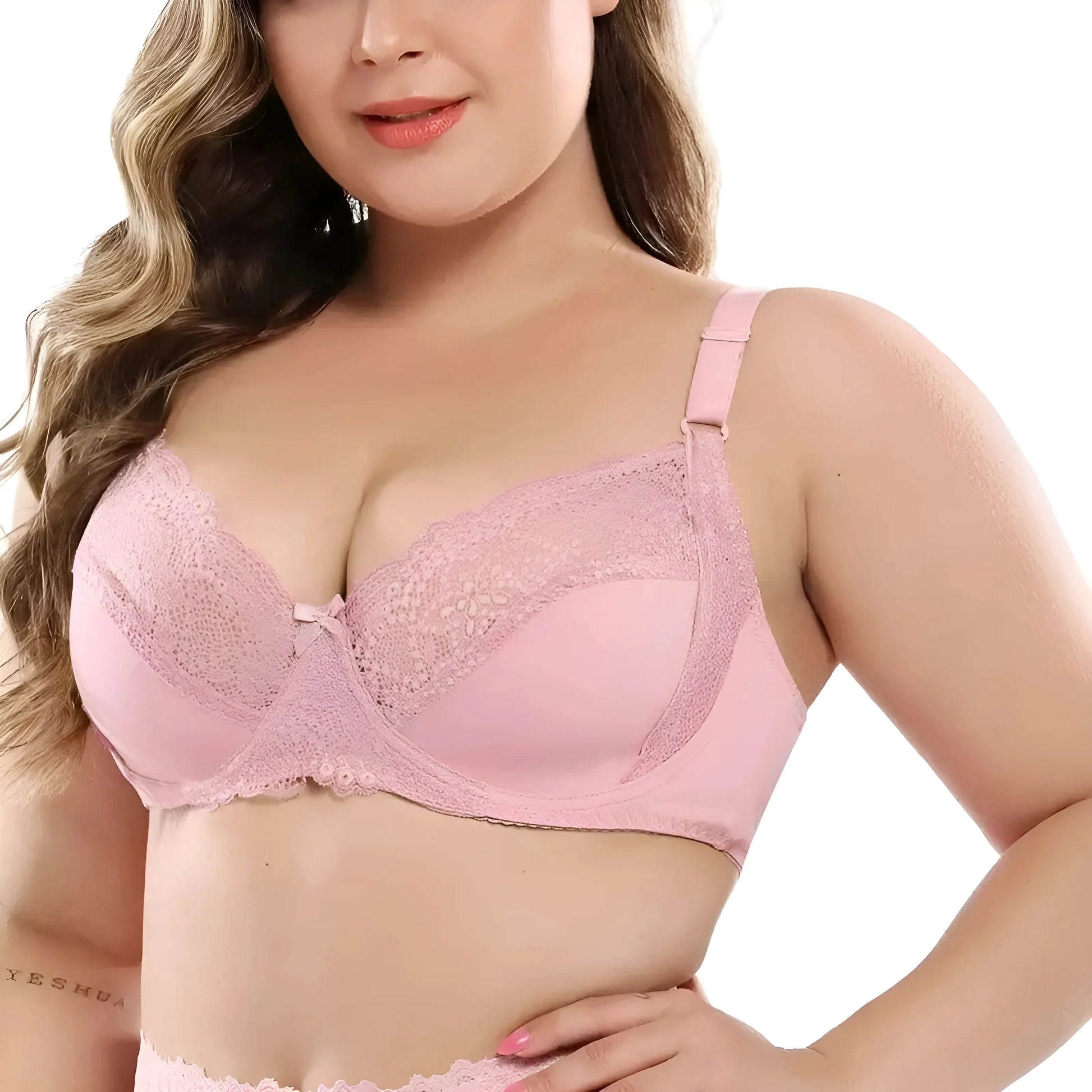 Rosa Reggiseno in pizzo taglie comode