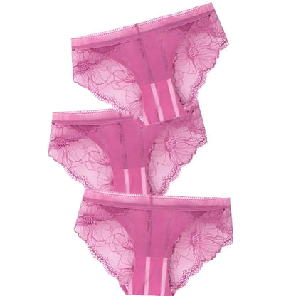 Rosa Slip in pizzo confezione da tre