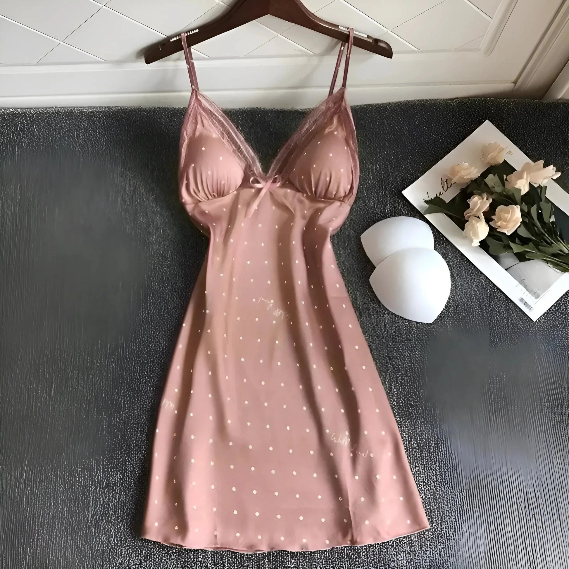 Rosa Vestito da notte a pois