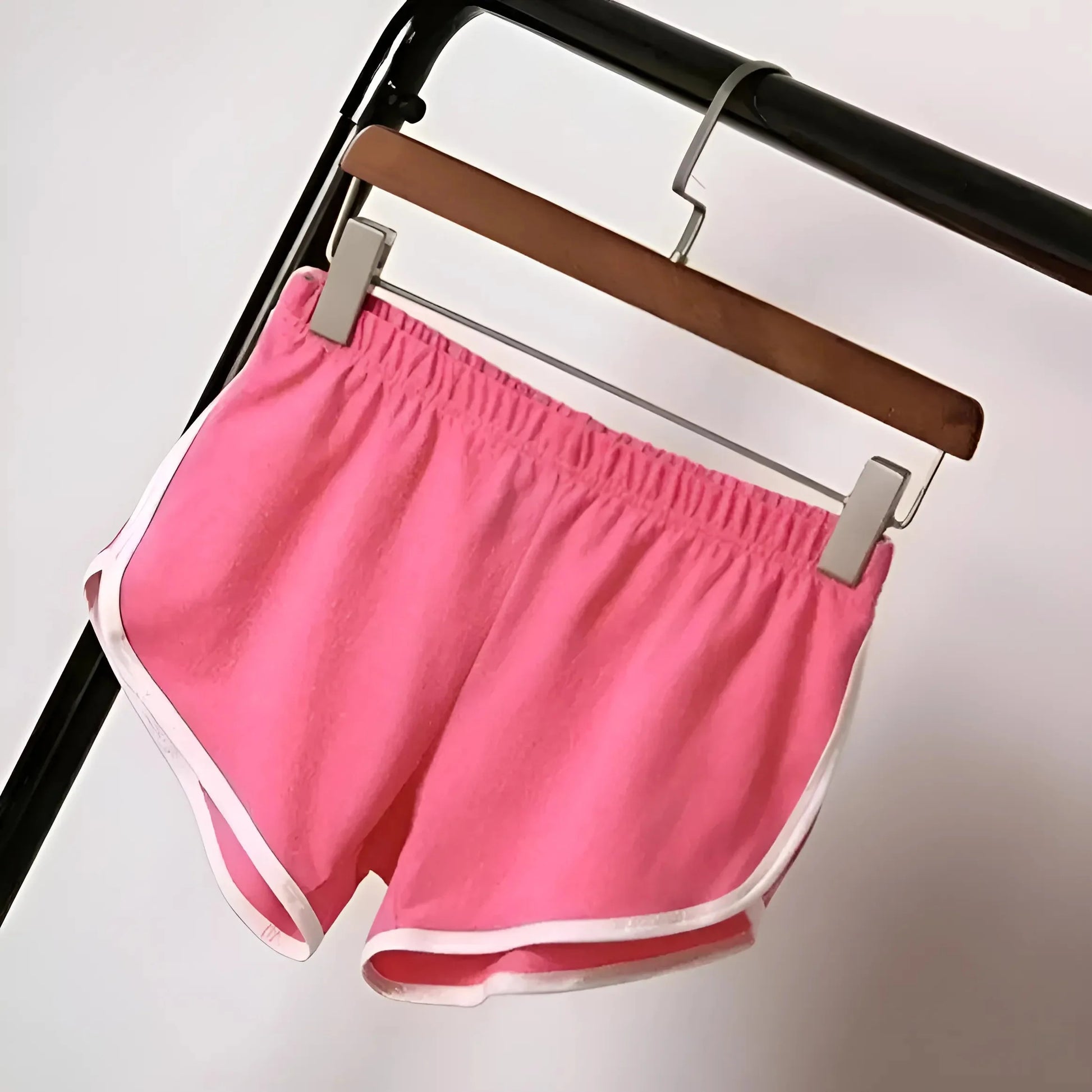 Rosa Shorts Sportivi con Bordo Bianco